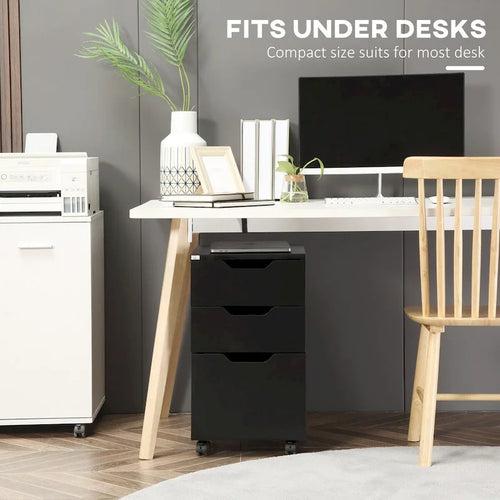 3-Drawer Mobile File Cabinet with Locking Casters