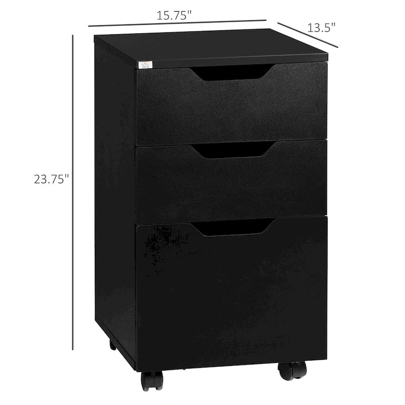 3-Drawer Mobile File Cabinet with Locking Casters