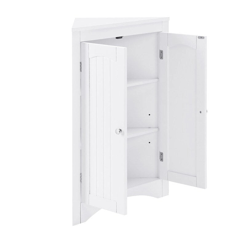 Floor Corner Storage Cabinet with Doors & Adjustable Shelves