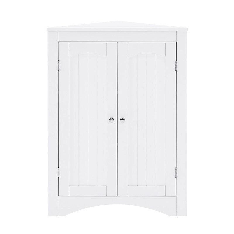 Floor Corner Storage Cabinet with Doors & Adjustable Shelves