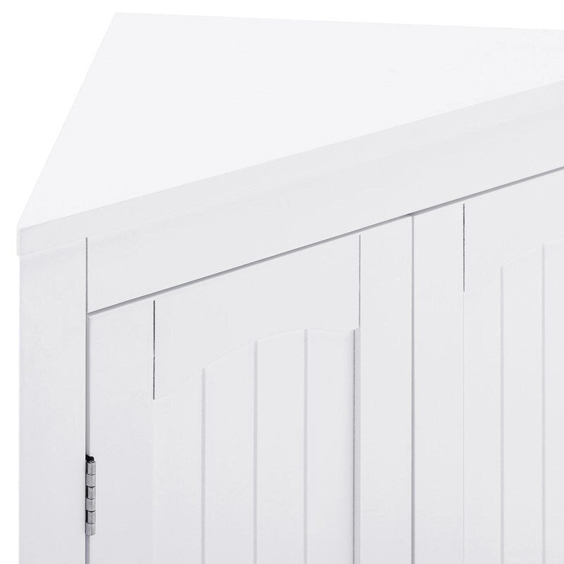 Floor Corner Storage Cabinet with Doors & Adjustable Shelves
