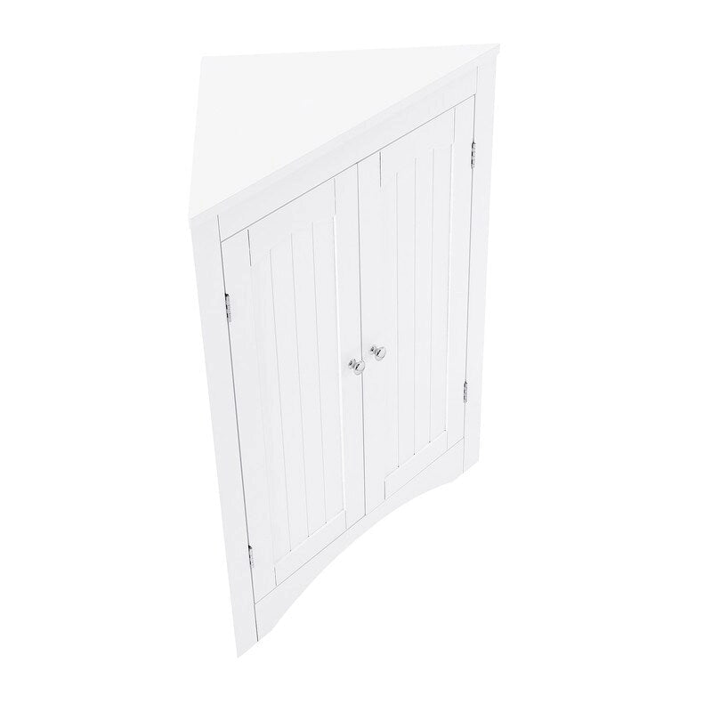 Floor Corner Storage Cabinet with Doors & Adjustable Shelves