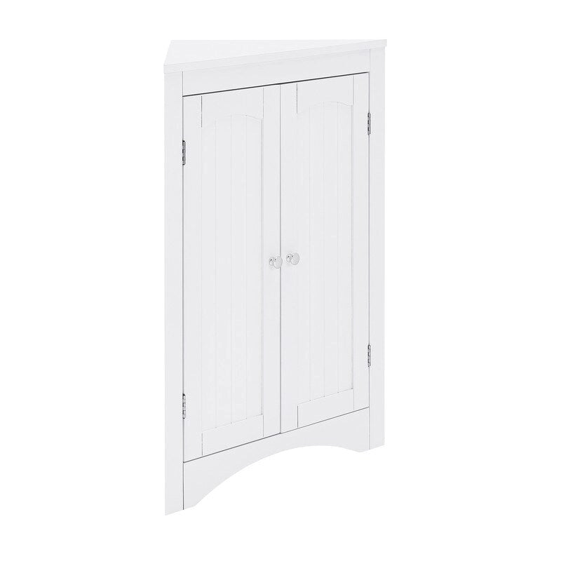 Floor Corner Storage Cabinet with Doors & Adjustable Shelves