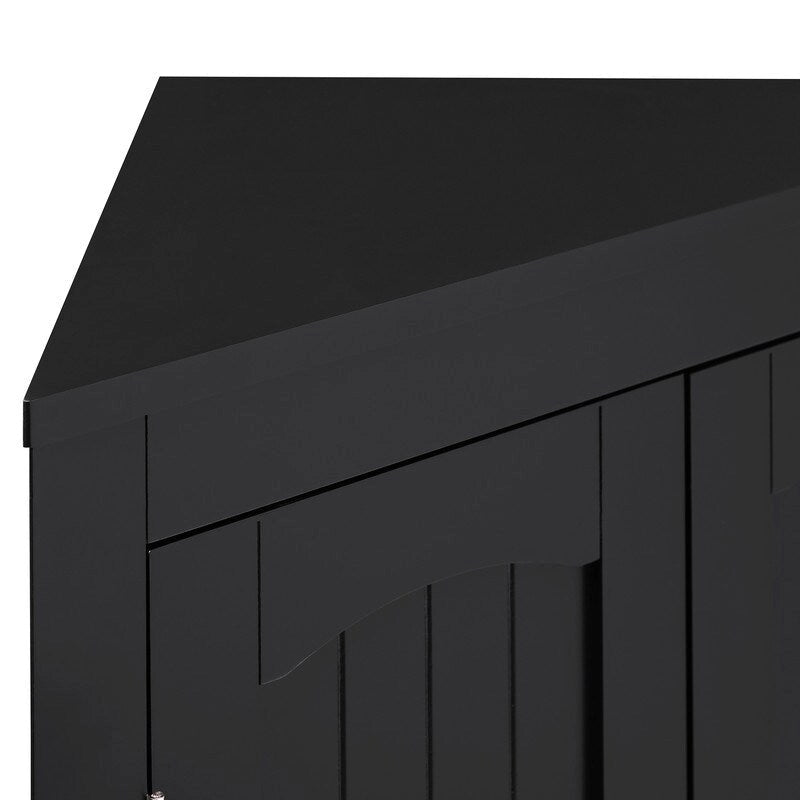 Floor Corner Storage Cabinet with Doors & Adjustable Shelves