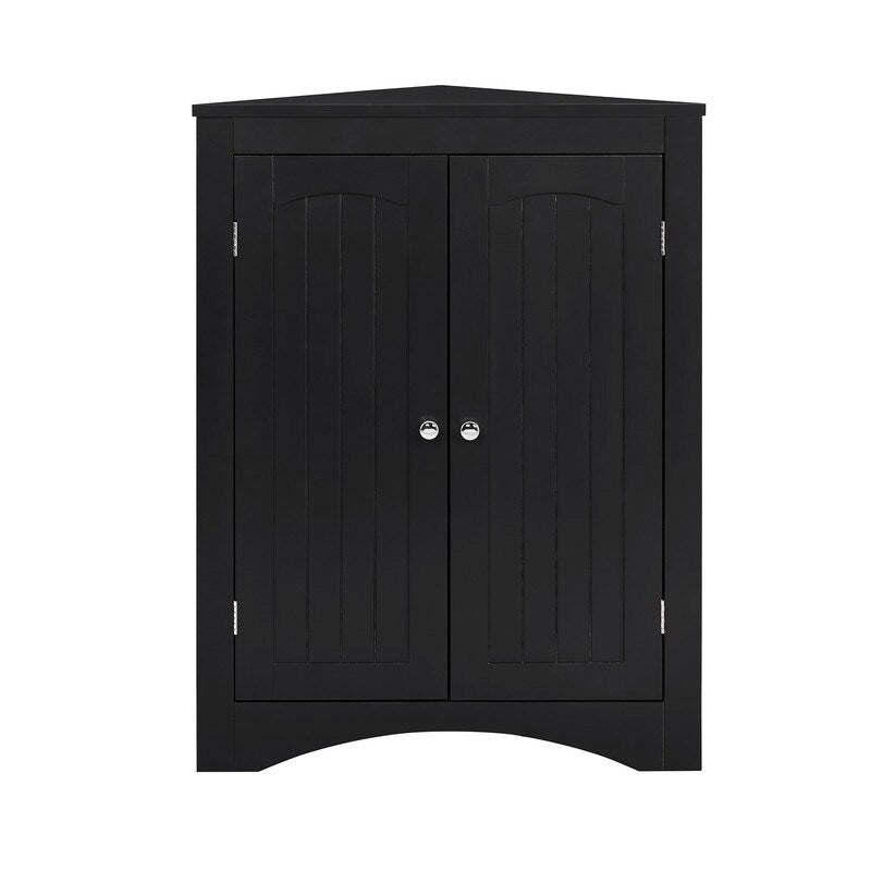 Floor Corner Storage Cabinet with Doors & Adjustable Shelves