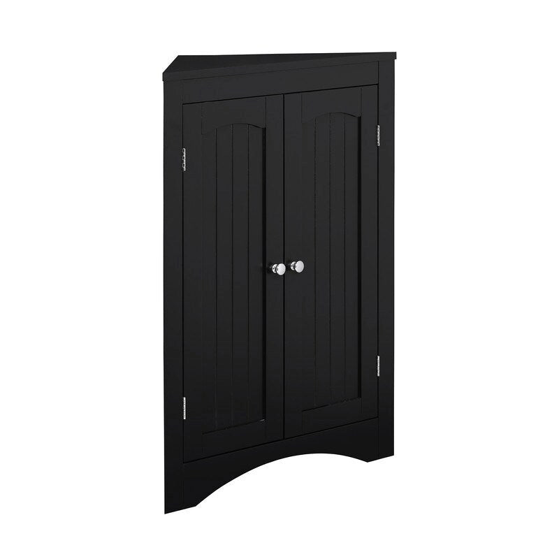 Floor Corner Storage Cabinet with Doors & Adjustable Shelves