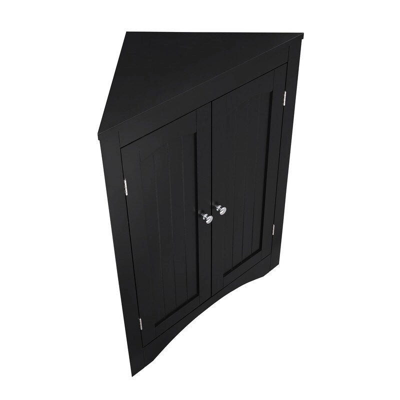 Floor Corner Storage Cabinet with Doors & Adjustable Shelves