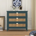 Natural Rattan 3-Drawer Storage Cabinet | Wood Grain Body